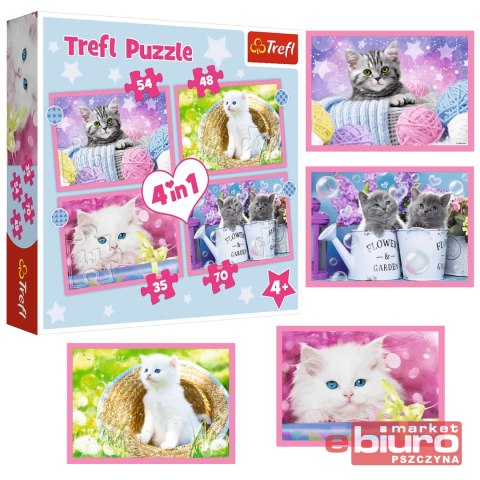 PUZZLE 4W1 ZABAWNE KOTKI 34396 TREFL