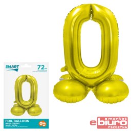 BALON FOLIOWY SMART CYFRA STOJĄCA 0 ZŁOTA 72CM