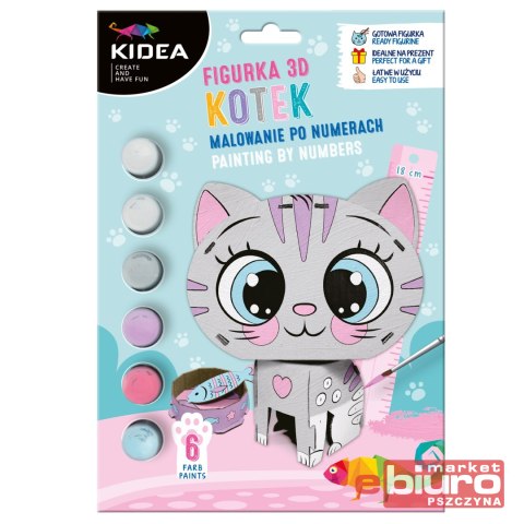 FIGURKA 3D MALOWANIE PO NUMERACH KOTEK KIDEA