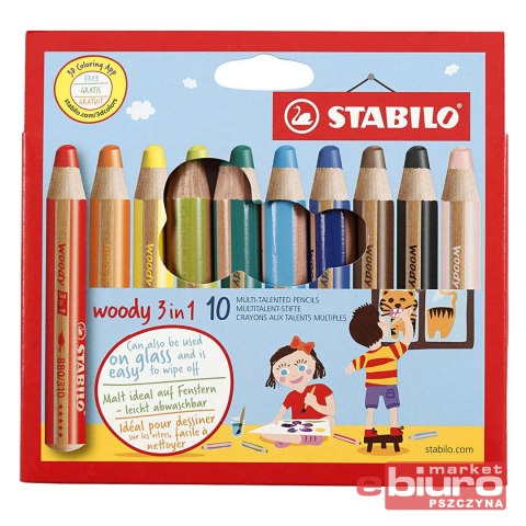 KREDKI STABILO WOODY 3W1 ETUI 10 KOL.