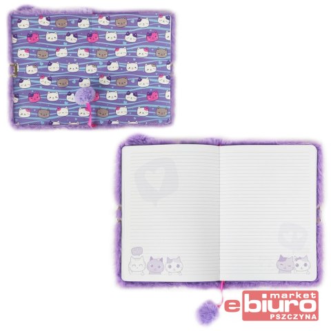 PAMIĘTNIK Z KŁÓDKĄ 3D WŁOCHACZ A5 96K LOVELY CAT