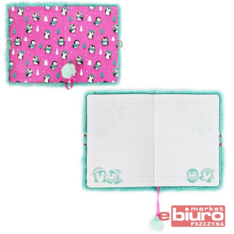 PAMIĘTNIK Z KŁÓDKĄ 3D WŁOCHACZ A5 96K PENGUIN