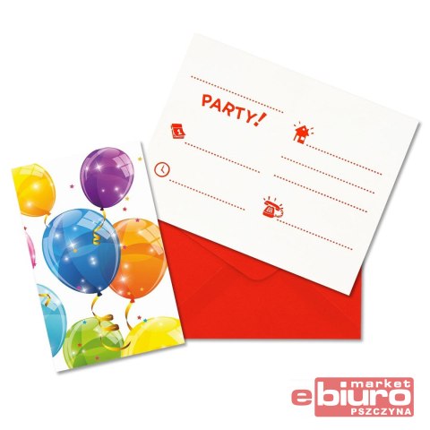 ZAPROSZENIA Z KOPERTĄ SPARKLING BALLOONS 6SZT