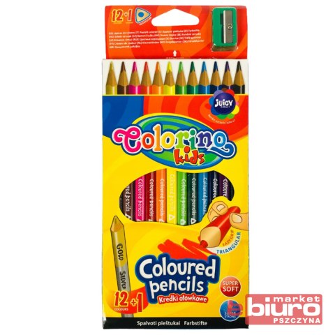 KREDKI OŁÓWKOWE TRÓJKĄTNE 12+TEMPERÓWKA COLORINO