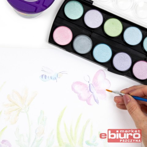 METALICZNE FARBY AKWARELOWE 12 KOLORÓW KIDEA