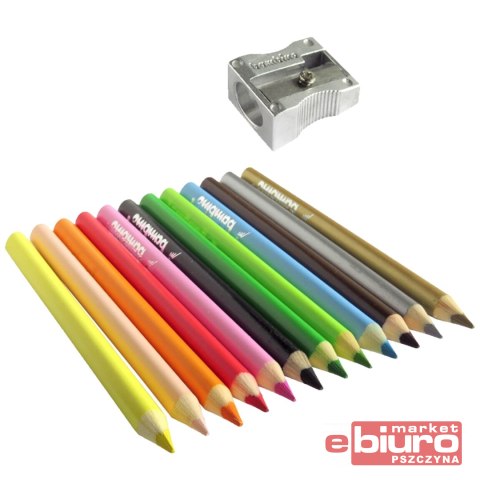 KREDKI OŁÓWKOWE TRÓJKĄTNE BAMBINO 12 KOLORÓW TEMPE