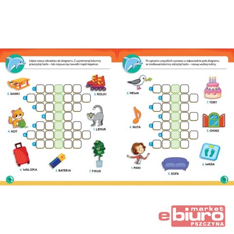 KRZYŻÓWKI OBRAZKOWE Z WESOŁYM DELFINKIEM.OD 6 LAT