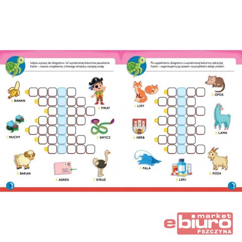 KRZYŻÓWKI OBRAZKOWE Z WESOŁYM ŻÓŁWIKIEM.OD 6 LAT