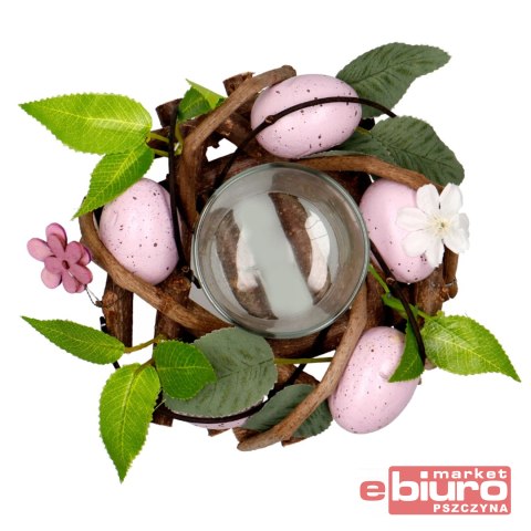 LAMPION SZKLANY Z DEKORACJĄ FIOLETOWY 15CM 5935 IN