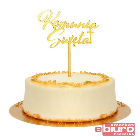 DEKORACJA AKRYLOWA NA TORT KOMUNIA ŚW. ZŁOTA GODAN