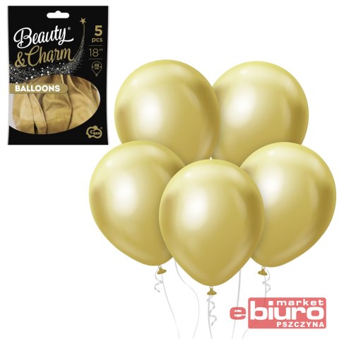 BALONY BEAUTY&CHARM PLATYNOWE J. ZŁOTE 18" 5SZT