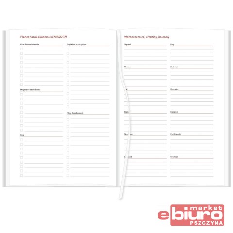 KALENDARZ AKADEMICKI A5 NEBRASKA GRANAT