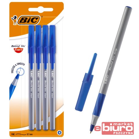 DŁUGOPIS ROUND STICK EXACT NIEBIESKI BLIS 4SZT BIC