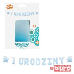 GIRLANDA PAPIEROWA PIERWSZE URODZINY NIEBIESK 1,5M