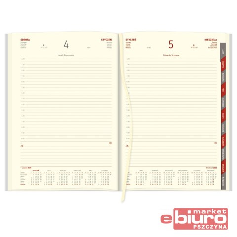 KALENDARZ A4 DZIENNY CROSS GUMKA AŻUR DATÓW GRANA