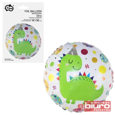 BALON FOLIOWY DINOZAUR W CZAPECZCE 18" GODAN