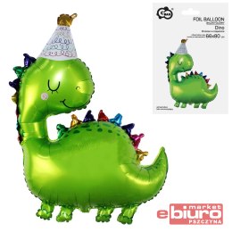 BALON FOLIOWY DINOZAUR W CZAPECZCE 66X80CM GODAN