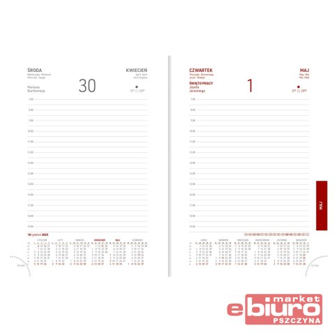 KALENDARZ B6 UKŁAD DZIENNY ALBIT CZERWONY