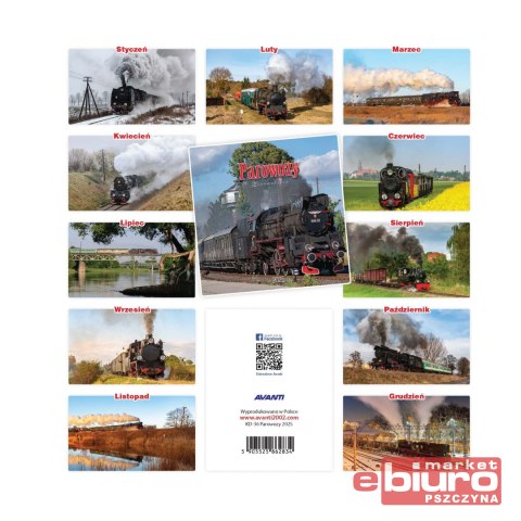 KALENDARZ ŚCIENNY DUŻY KD-36 PAROWOZY AVANTI