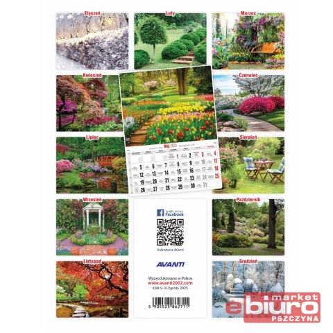 KALENDARZ ŚCIENNY MAŁY KSM 10 OGRODY AVANTI