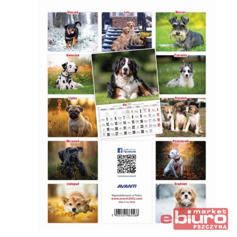KALENDARZ ŚCIENNY MAŁY KSM 3 PSY AVANTI