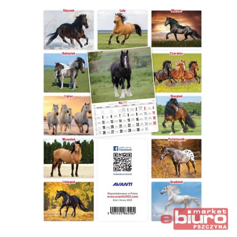 KALENDARZ ŚCIENNY MAŁY KSM 5 KONIE AVANTI