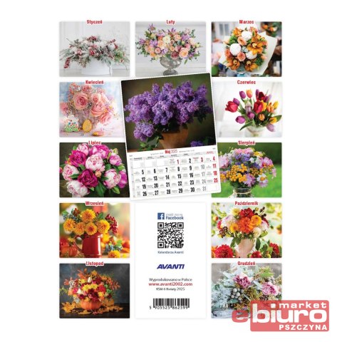 KALENDARZ ŚCIENNY MAŁY KSM 6 KWIATY AVANTI