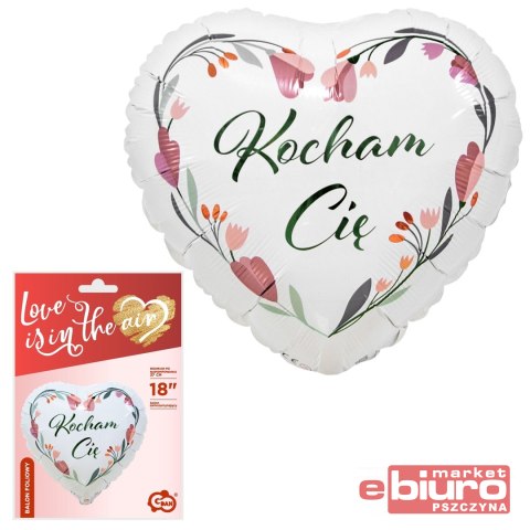 BALON FOLIOWY KOCHAM CIĘ BIAŁE SERCE 18" GODAN