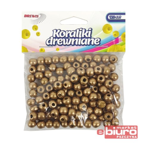 KORALIKI DREWNIANE 8MM ZŁOTE KD8-4 BREWIS