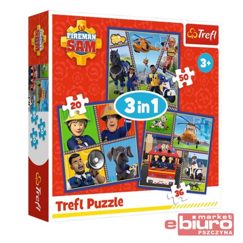 PUZZLE 3W1 DZIEŃ STRAŻAKA SAMA 34868 TREFL