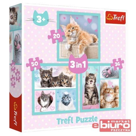 PUZZLE 3W1 SŁODKIE ZWIERZAKI 34862 TREFL