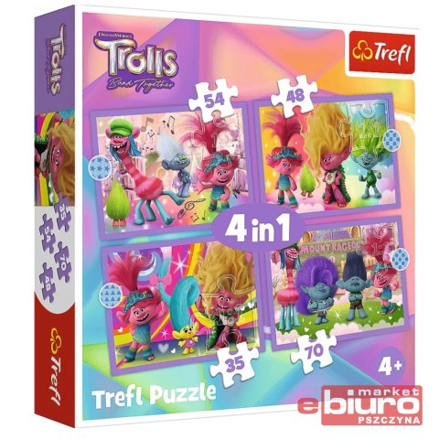PUZZLE 4W1 PRZYGODY KOLOROWYCH TROLI 34622 TREFL