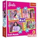 PUZZLE 4W1 WESOŁY ŚWIAT BARBIE 34626 TREFL