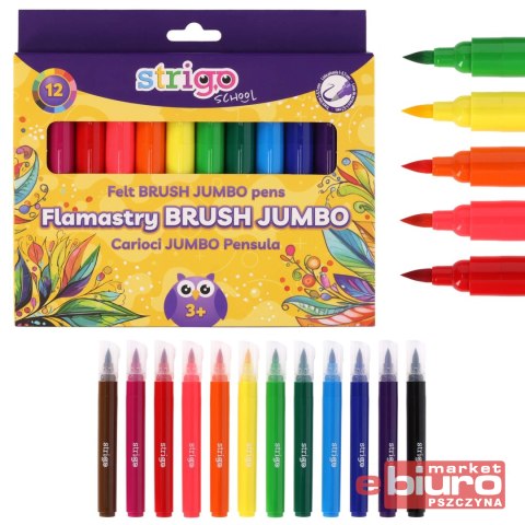 STRIGO FLAMASTRY Z KOŃCÓWKA BRUSH 12 KOL