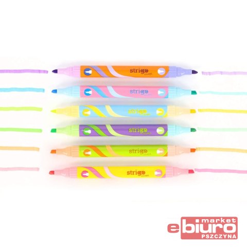 STRIGO ZAKREŚLACZY 2W1 W 6 NEONOWYCH I 6 PAST KOL
