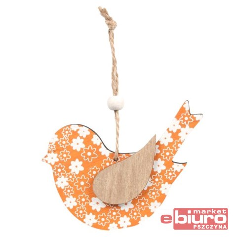 PTAK ZAWIESZKA DREWNIANA 17X10CM 2SZT POMARAŃCZ MF
