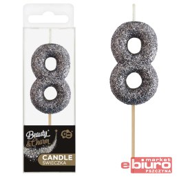 ŚWIECZKA PIKER B&C CYFERKA 8 CZARNA BIO BROKAT GOD