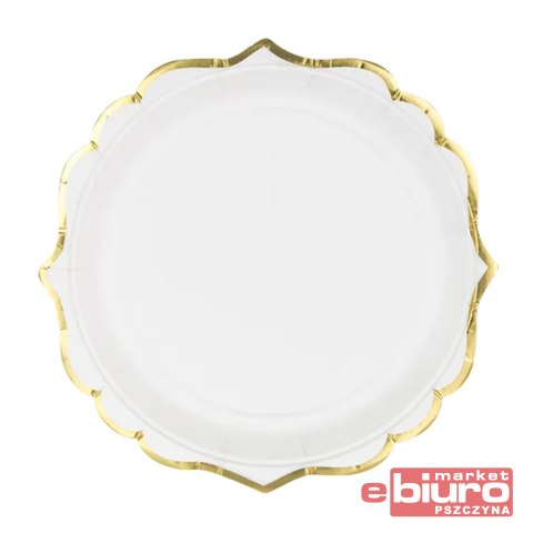 TALERZYKI BIAŁE ZE ZŁOTYM BRZEGIEM 18,5CM A'6 PARTYDECO