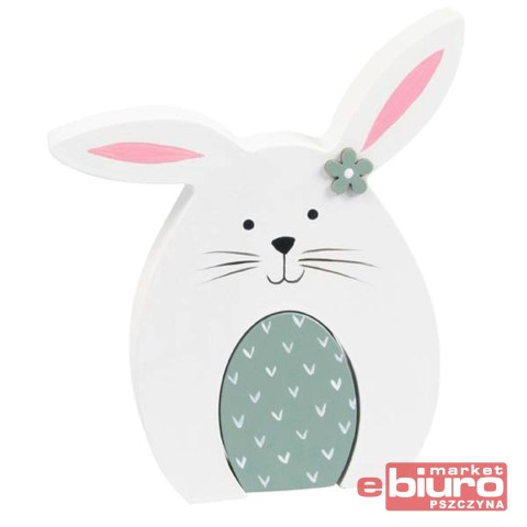 ZAJĄC DEKORACJA DREWNIANA 13,5X11,8X2,1CM BIAŁA