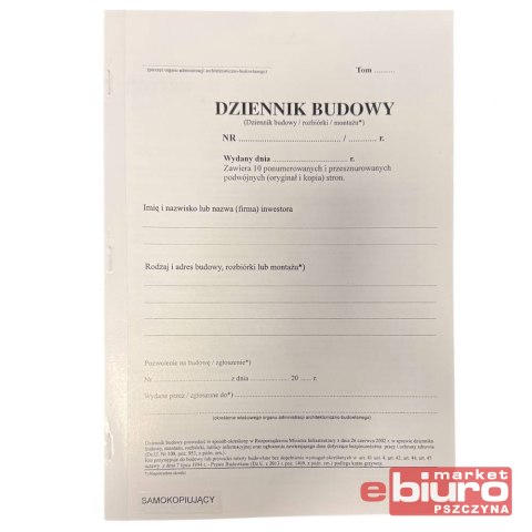 DZIENNIK BUDOWY SAMOKOPIUJĄCY A4 20 KARTEK