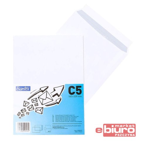 KOPERTA BANTEX C5 HK 50SZT BIAŁA FOLIA