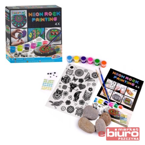ZESTAW DO MALOWANIA KAMIENI NEONOWY 48 ELEMENTÓW ANTELLA