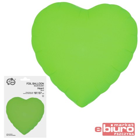 BALON FOLIOWY SERCE FLUOR ZIELONY 18" GODAN