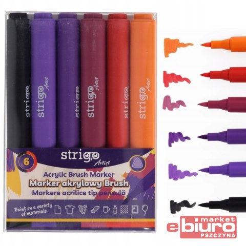MARKER AKRYLOWY ZESTAW BRUSH 6 KOL SSC434 STRIGO