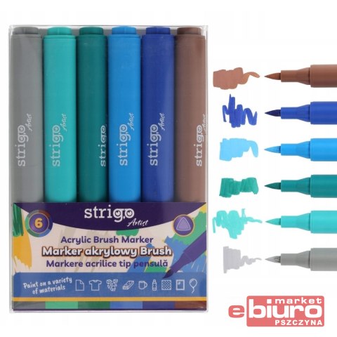 MARKER AKRYLOWY ZESTAW BRUSH 6 KOL SSC436 STRIGO