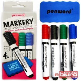 MARKERY SUCHOŚCIERALNE ZESTAW 4 KOL GĄBKA BOX WB-221 PSH