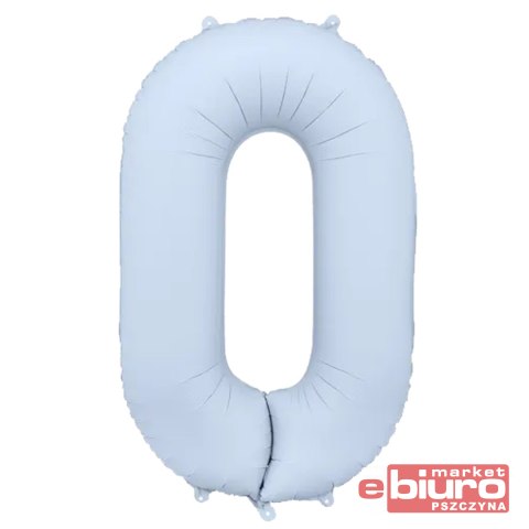 BALON FOLIOWY CYFRA "0" 86CM MGLISTY NIEBIESKI PAR