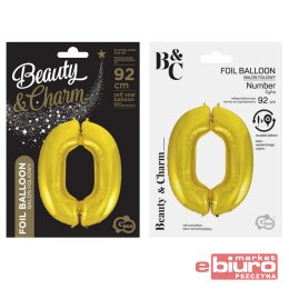 BALON FOLIOWY CYFRA 0 ZŁOTA 92CM GODAN