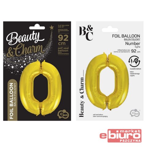 BALON FOLIOWY CYFRA 0 ZŁOTA 92CM GODAN