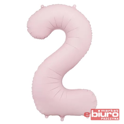 BALON FOLIOWY CYFRA "2" 86CM J. RÓŻOWY PARTYDECO